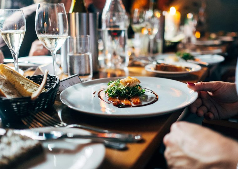 An elegantly plated dish at a hospitality restaurant